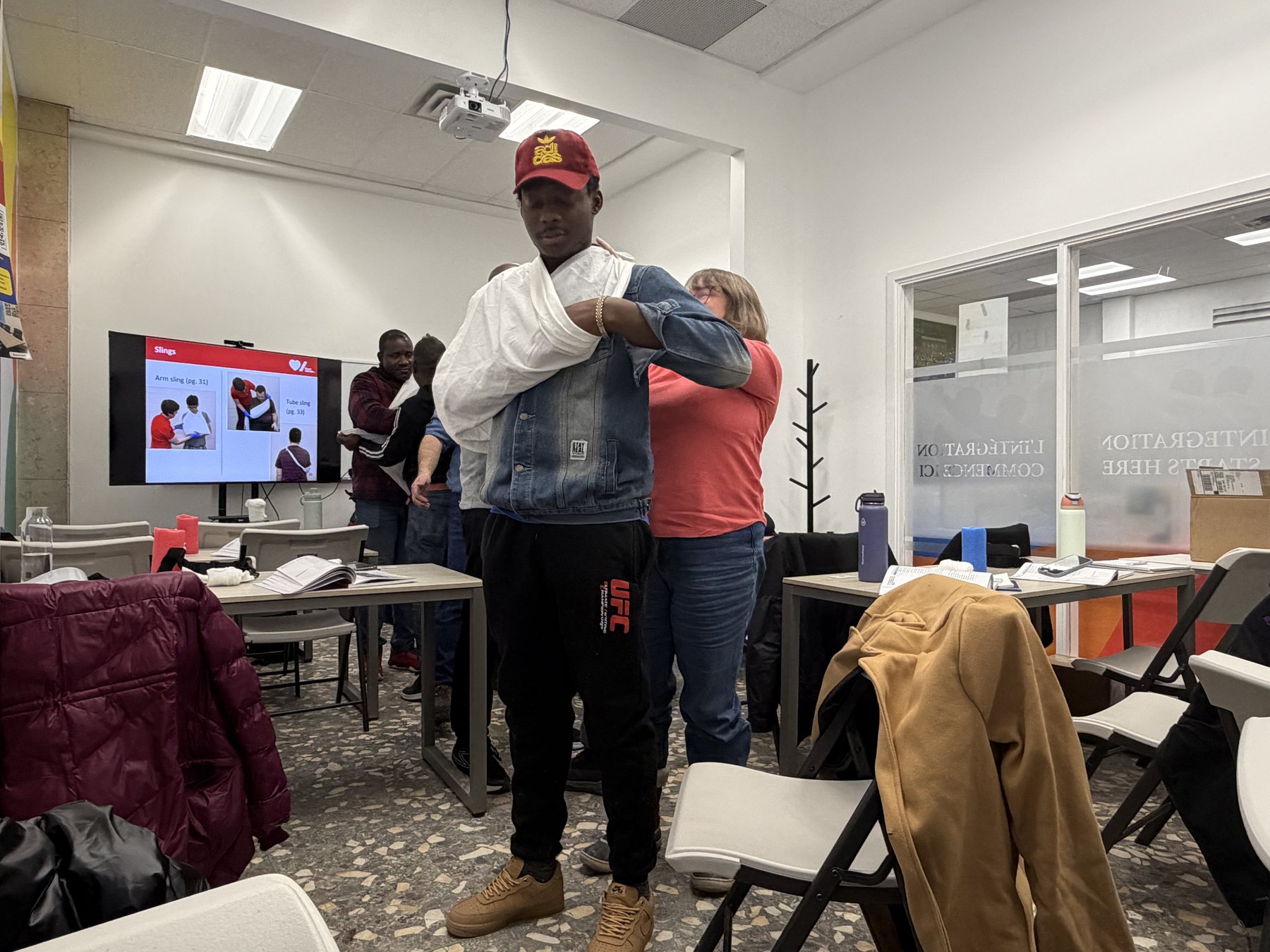 Group first aid and CPR training session