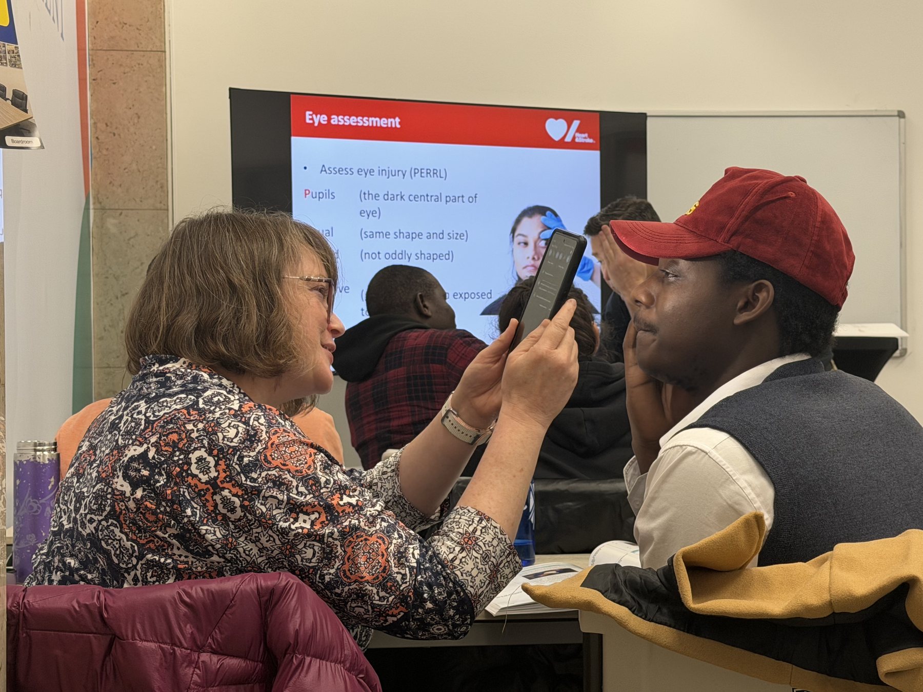 Participant reviewing course material